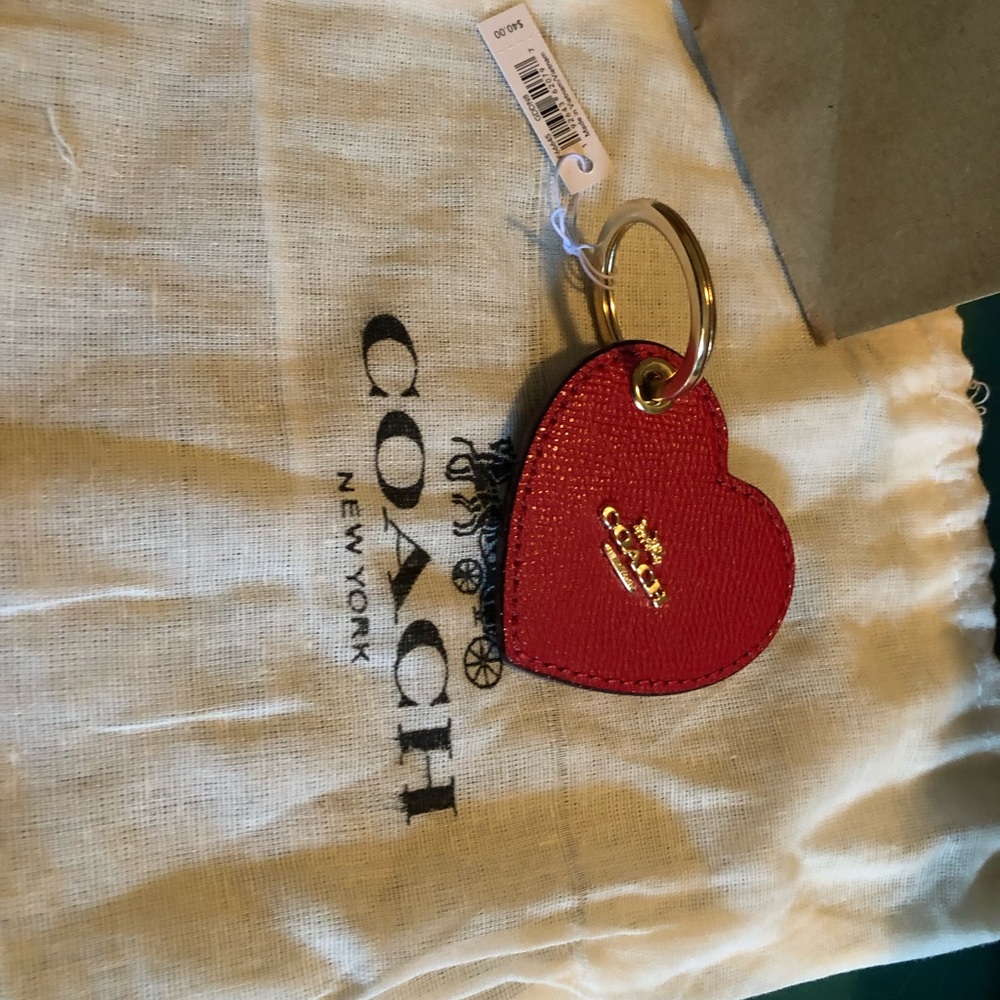 NWT Coach red heart key ring.